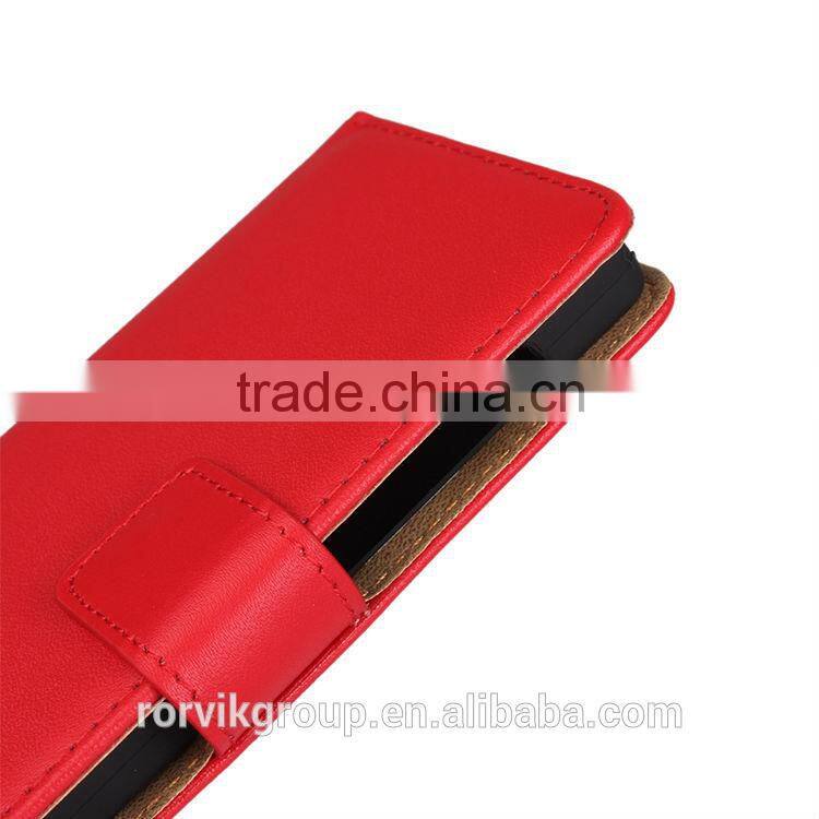 book style real cow leather mobile phone case for HUAWEI P7 mini