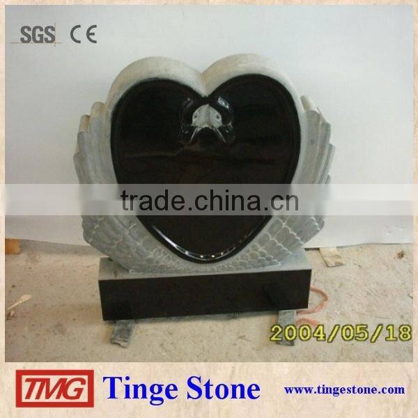 India red granite monument heart shape with flower edge