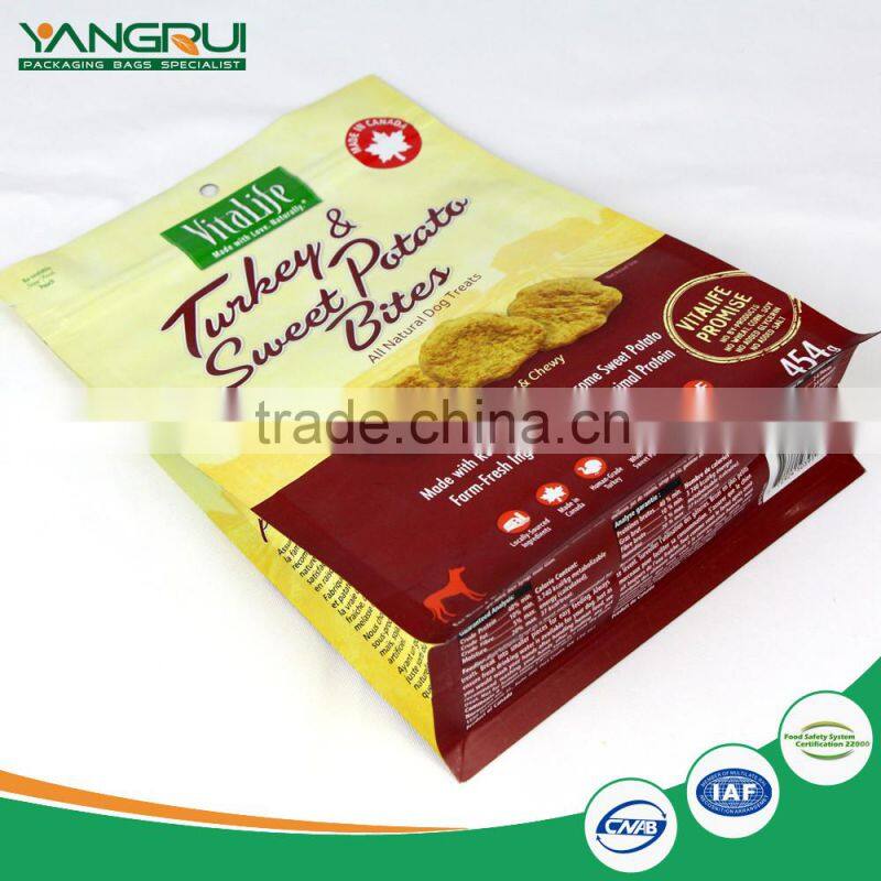 customized stand up dry pet food bag oem flat bottom pet food packaging with zipper