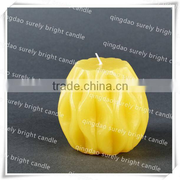 2015 hot sale china factory yellow carved pillar candles