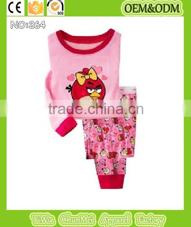 baby girls bird printed pajamas kids 100% cotton pyjamas children clothes set tees+leggings girls cute pijamas hot sell