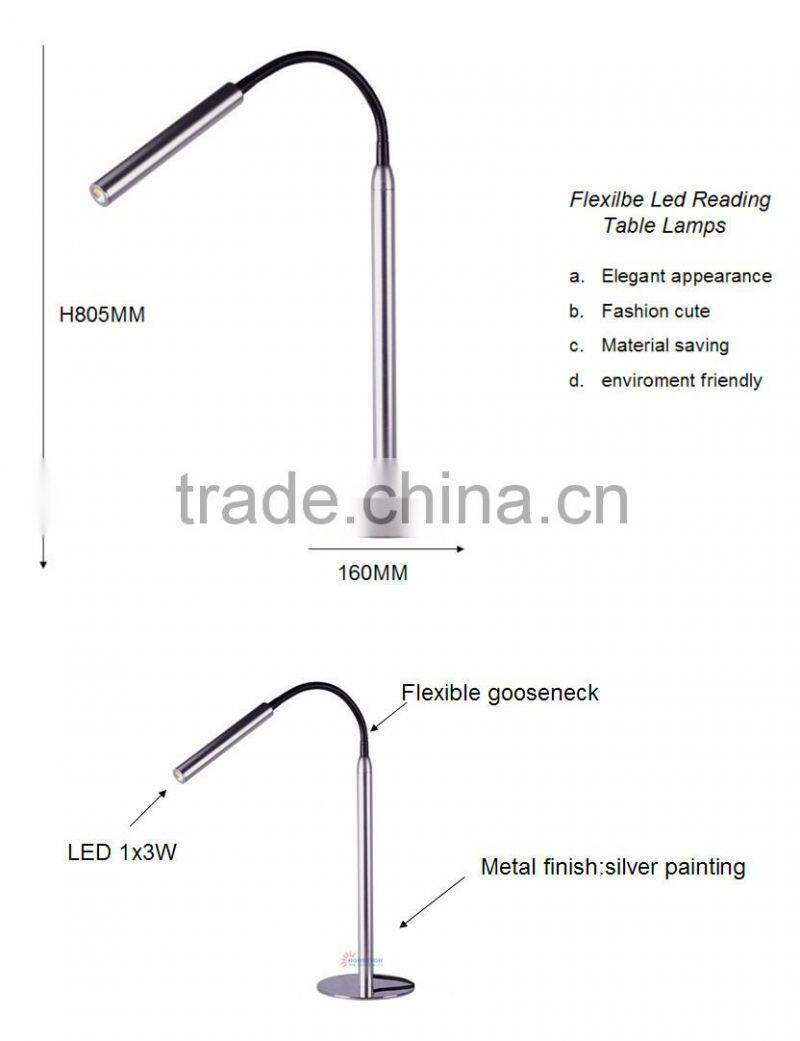 Gooseneck hotel bedside silver desk lamp led,hotel bedside silver desk lamp led,desk lamp led TL2001B