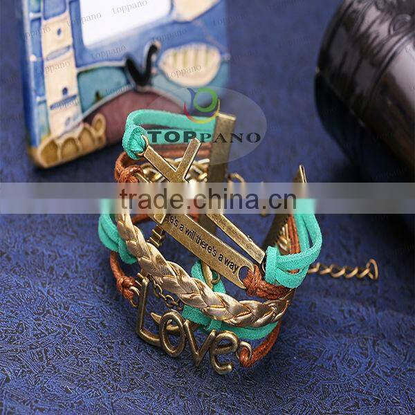 new design fashion leather braided bracelet