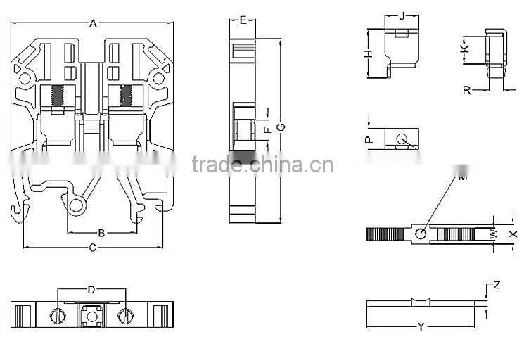 SAK10 Common Din Rail screw terminal block connector Switch cabinet or Distribution