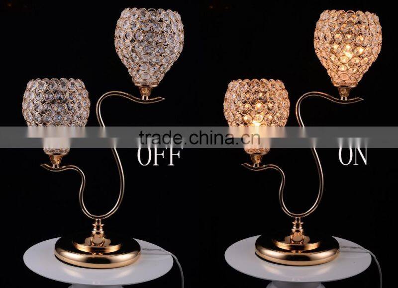 Contemporary Delicate Hot Selling Energy Saving Crystal Table Lamp With 2 Lights