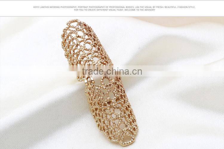 European and American fashion knuckle simple metallic hollow carved ring