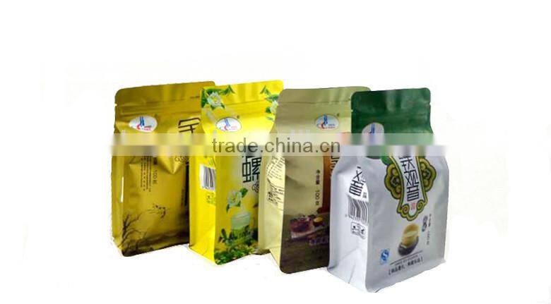 Custom printed matte suiface handling stand up aluminum foil tea bag with zipper