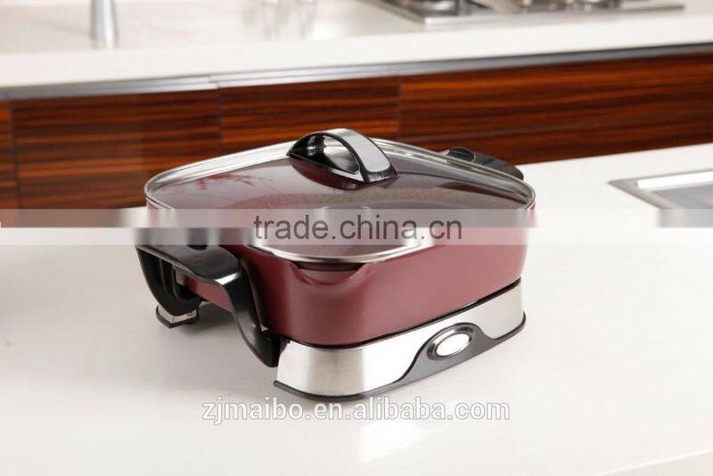 multi cooker with Adjustable Thermostat 12*12 inches square Non-stick coating electric skillet Fry Pan