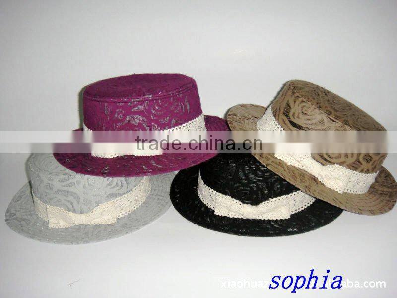 fashion paper straw shimmer fedora hat.paper straw summer hat