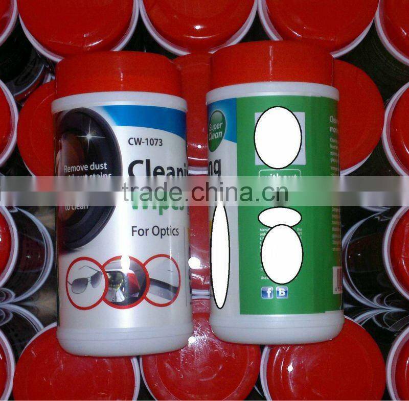 LCD cleaner, screen wet wipe cleaner, in tube canister pack