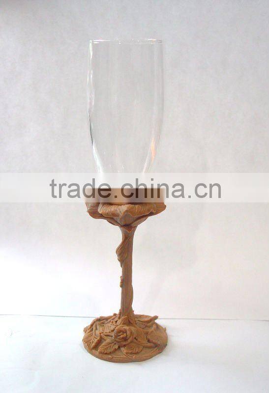 rose design pewter craft wedding champagne flute