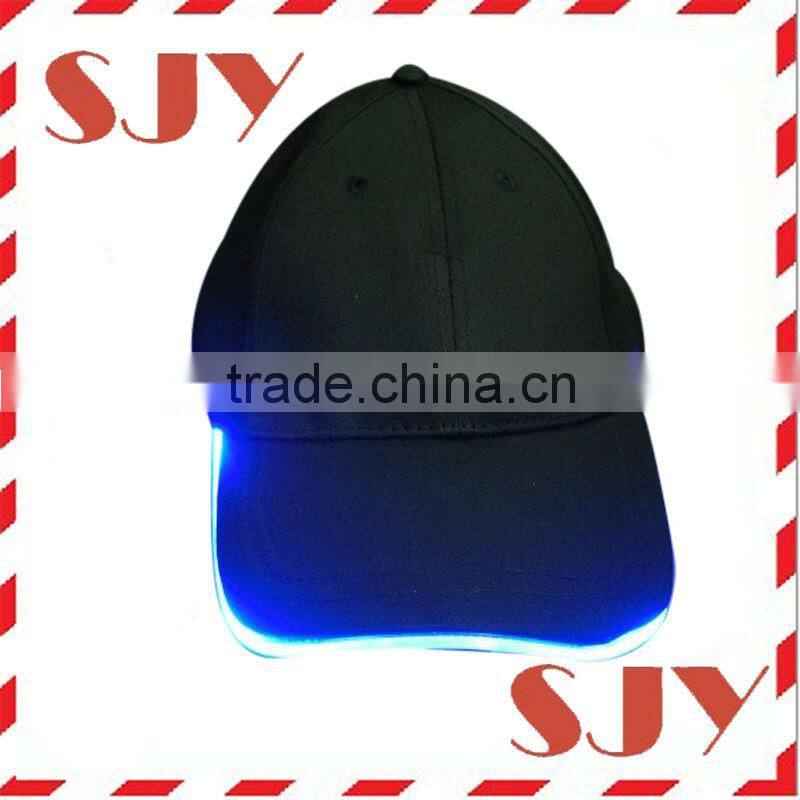 100% cotton 6 panel cutom sports cap with led lights