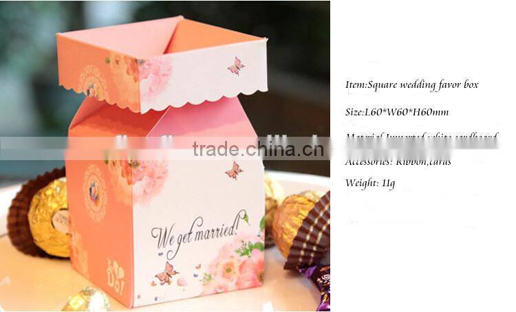 Hot sale Wedding Paper Favor Box Pink Wedding Paper Favor Box Ribbon Wedding Paper Favor Box