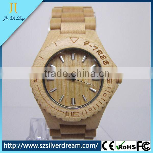 3atm Water Resistant Natural Wood Fashion Quartz Man Waterproof Wood Watch