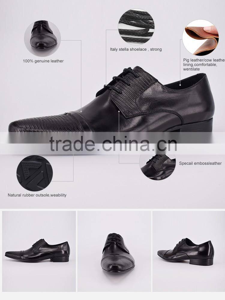 2016 new style men leather dress shoes for men black shoes