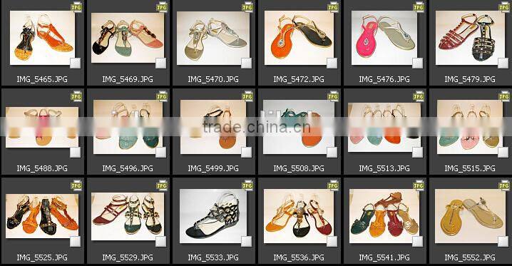 Lastest new design wholesales fashion flat summer sandals with charming trim