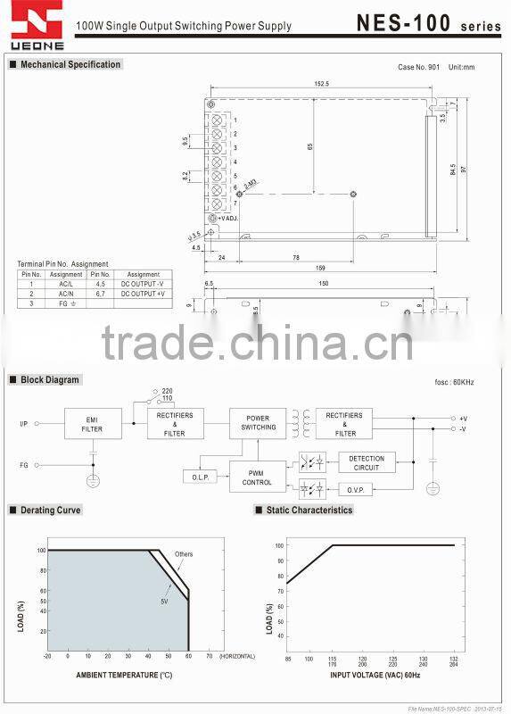 Hot sale 100w 48v 2.1a switching power supply CE factory price NES-100-48