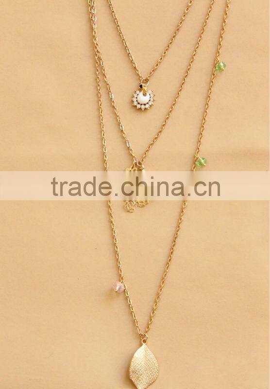 MYLOVE Fashion gold plated necklace cute butterfly leaf pendant long polo chain sweater necklace HOT MLSC-17