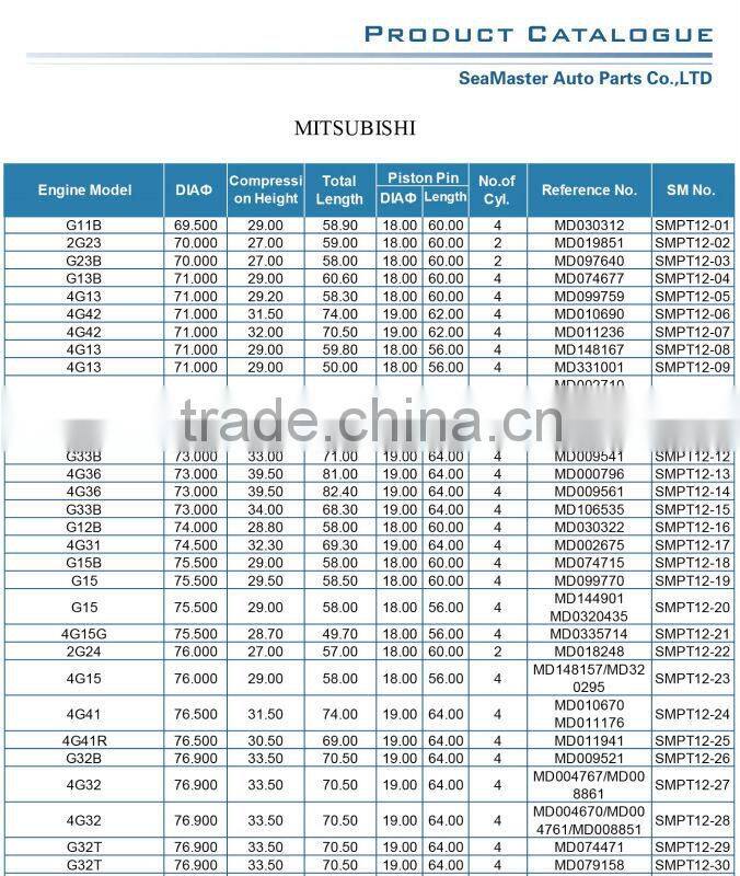 Piston For MITSUBISHI G11B Engine piston OEM MD030312