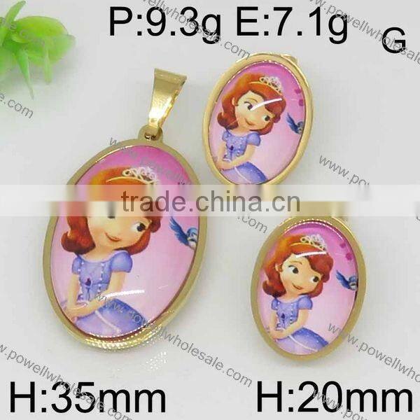 Hot gold color cartoon style jewelry set china stainless steel jewelry wholesale
