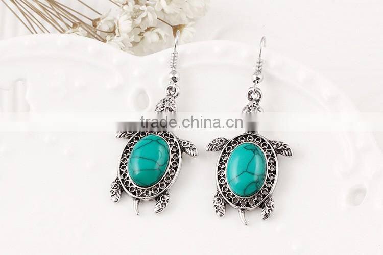 Animal bracelet necklace earring set alloy 4pcs turquoise tortoise jewelry sets