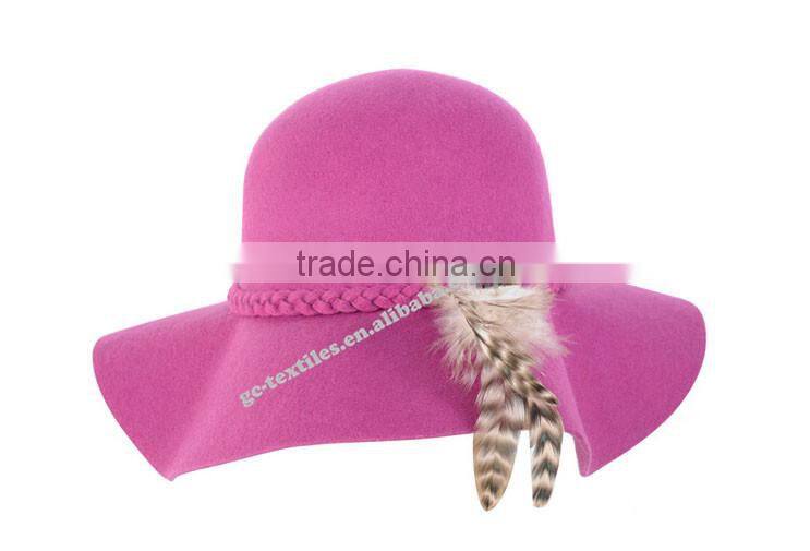 new hot product for 2014 fashion women promotional party felt hat wide brim with fur