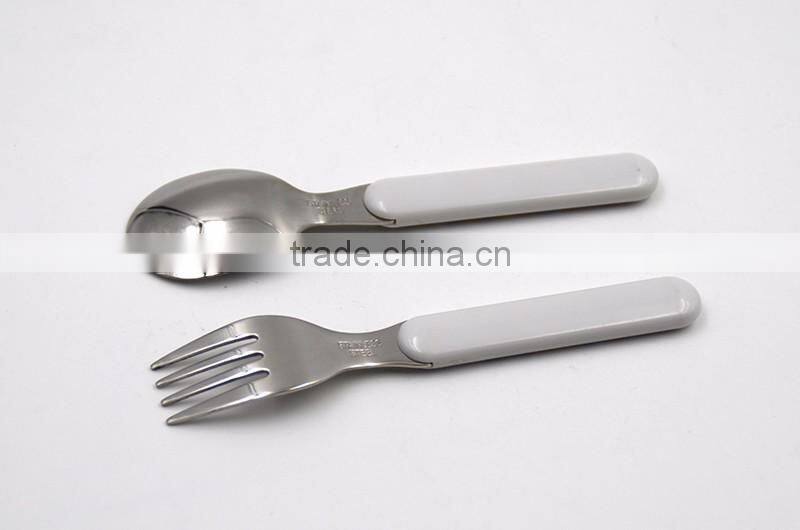 Mirror polished high quality dinnerware set for kids with plastic handles