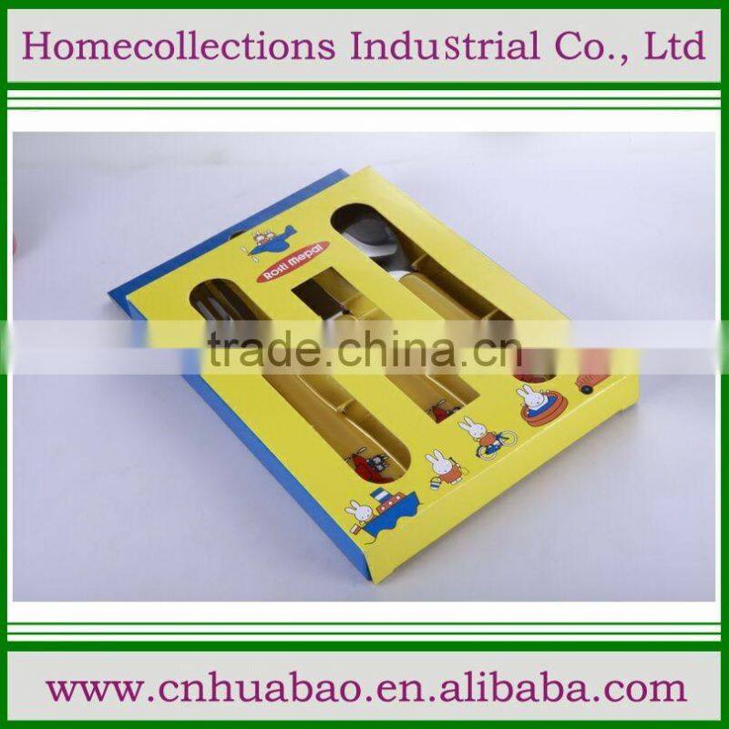 2016 Factory supply top quality baby product stainless steel cutlery with ABS handle, giraffe design handle