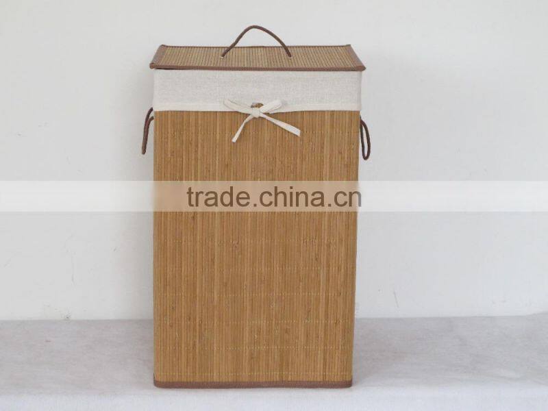 Hot sale folding bamboo laundry basket stand
