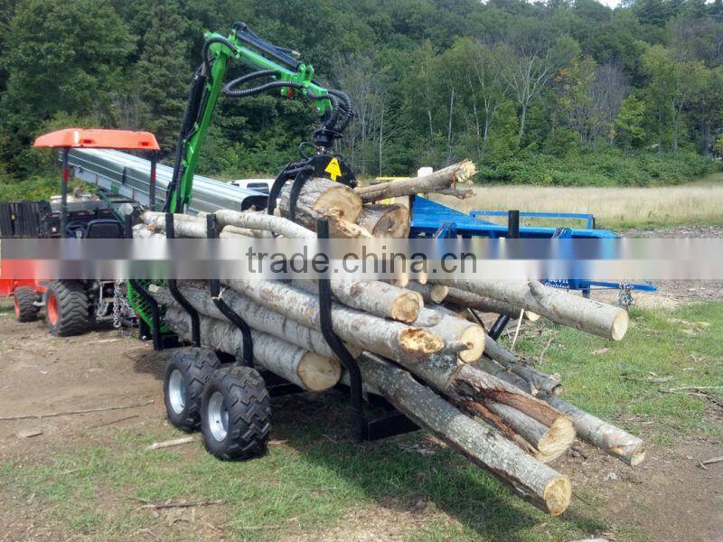 ATV towable gasoline engine hydraulic operating log trailer with crane