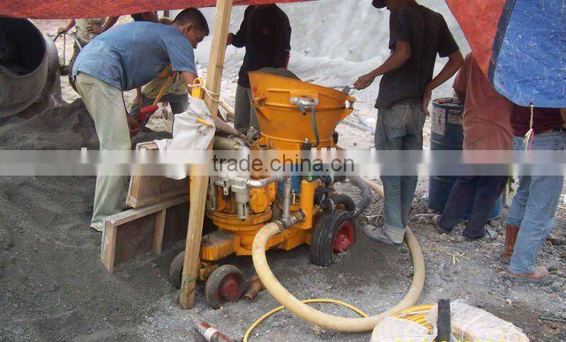 Underground application of concrete spray shotcreter