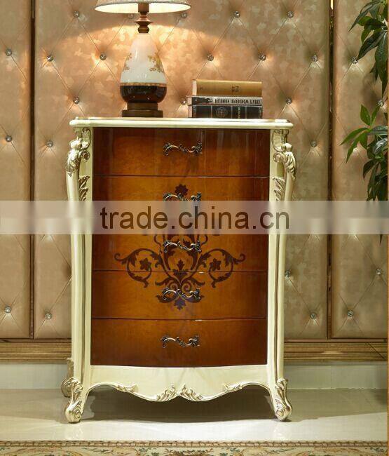European Style Luxury Chest of Drawers, Parquet Pattern Wooden Cabinet, Living Room Cabinet with Drawers (BF01-ML044)