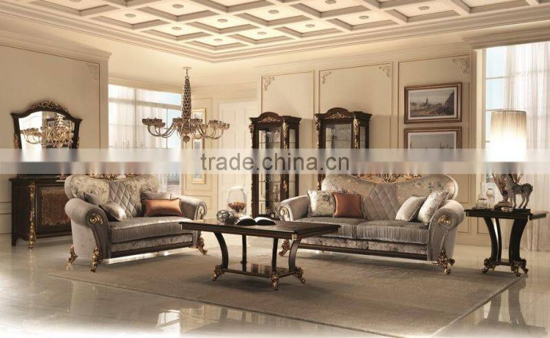 Italian Traditional 24K Gold Plated Living Room Sofa/TV Cabinet With Side Board And Mirror(MOQ=1 SET)