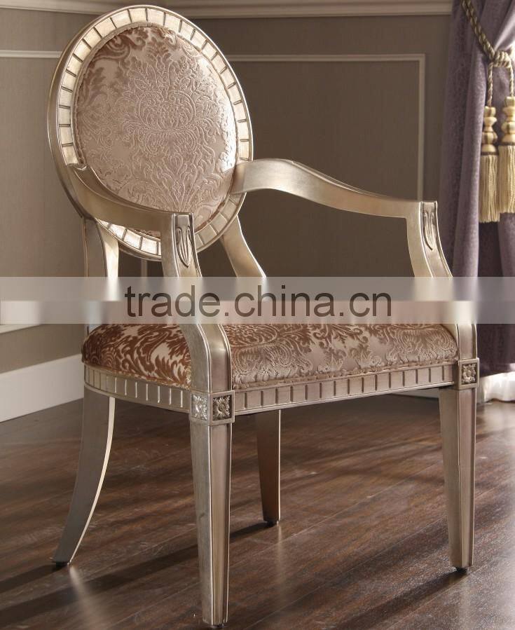 Luxury Spanish style wooden brown color dining armchair/chair