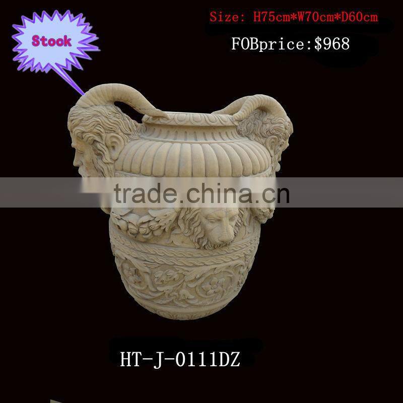 Natural Stone Pedestal with Lion Head