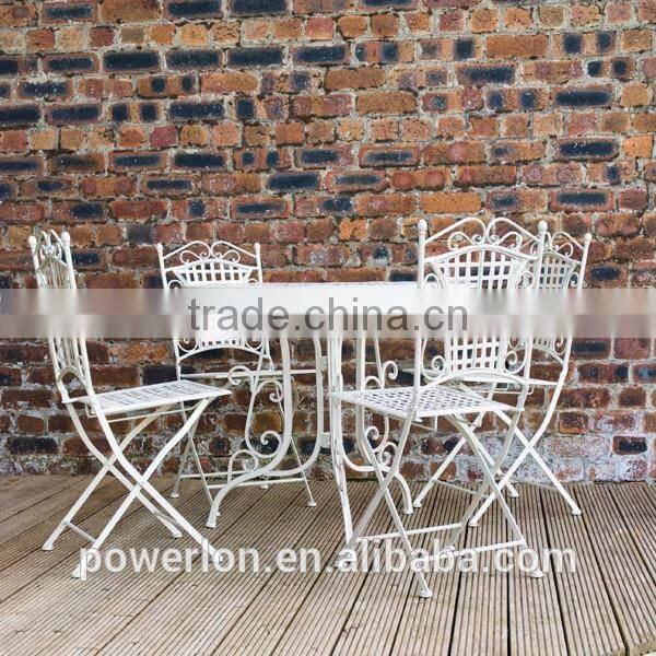 Ornate Wrought Iron 4 Folding Chair 90cm Circular Patio Set