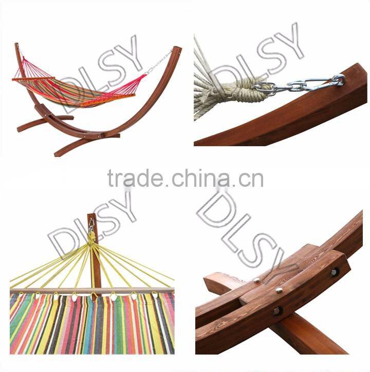 Double Wide Wood Arc Outdoor Hammock & Stand Set