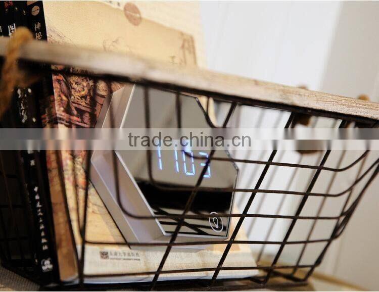 Latest Arrival Digital Alarm Clock With Make-up Mirror LED Night Light Digital Thermometer Multifunctional Wall Desk Clock