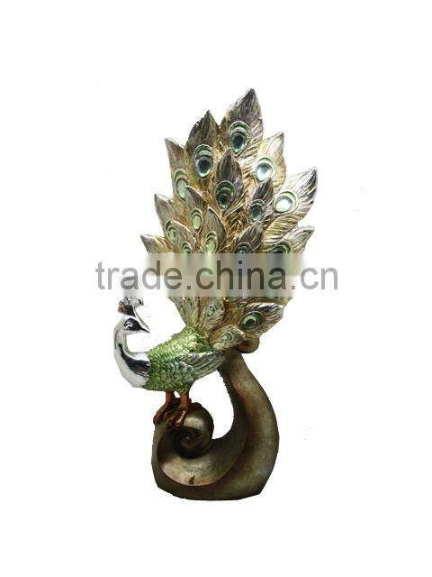 polyresin handpainted resin beacutiful statue peacock