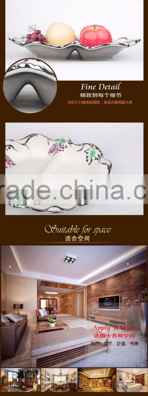 China New style ceramic plates,stocks golden ceramic snack plate