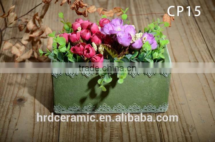 Square decal cement finished decoration flowerpots