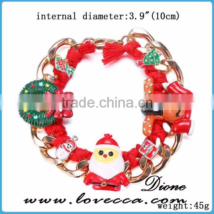 2016 latest design merry Christmas gift jewelry fashion link bracelets with santa claus and reindeer