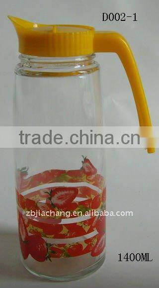 1400ml glass juice jug with plastic lid D002-1