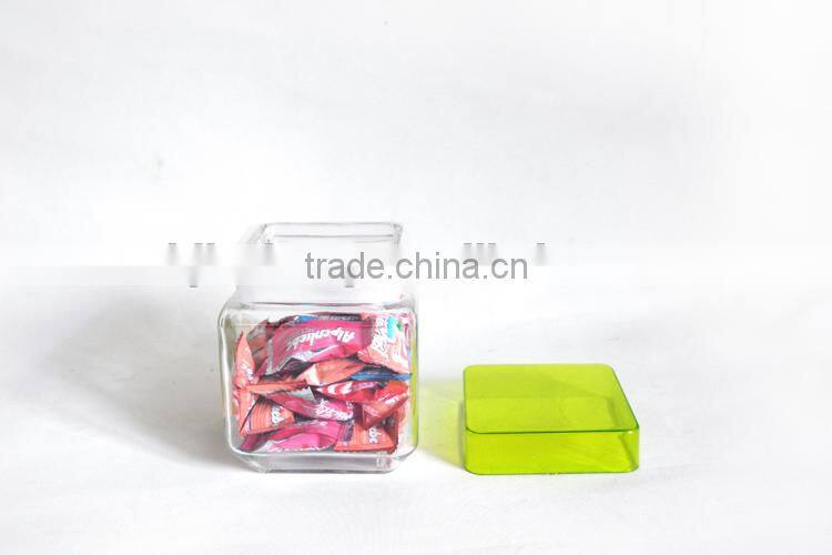 3sizes plastic lid,mini square glass candy jars