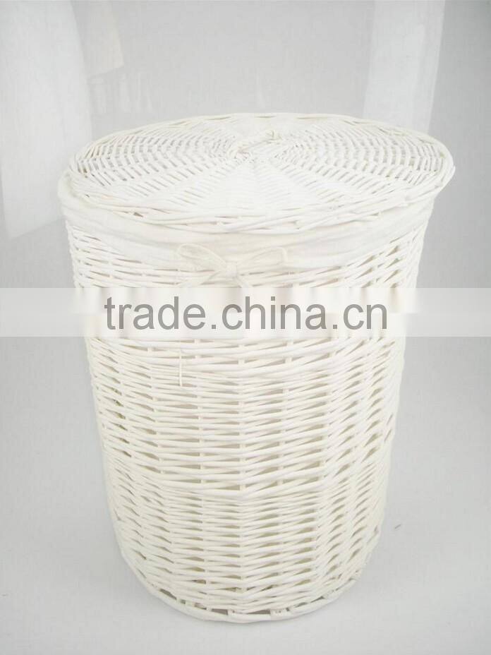 willow weave white wicker laundry basket