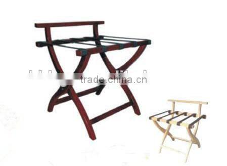 Hotel folding wooden luggage rack with PU leather strips