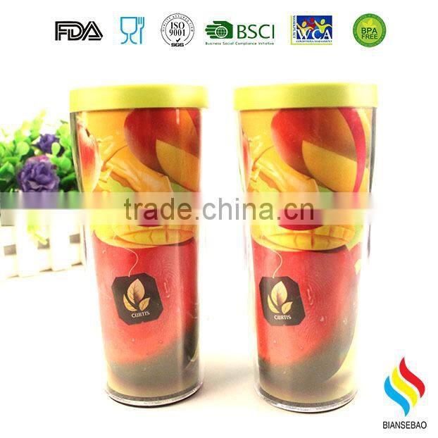 Clear Insulated plastic Tumbler With paper Inserts