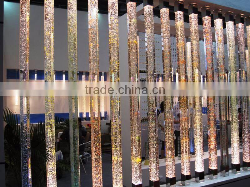 glass bubble pillar with led light for interior decoration