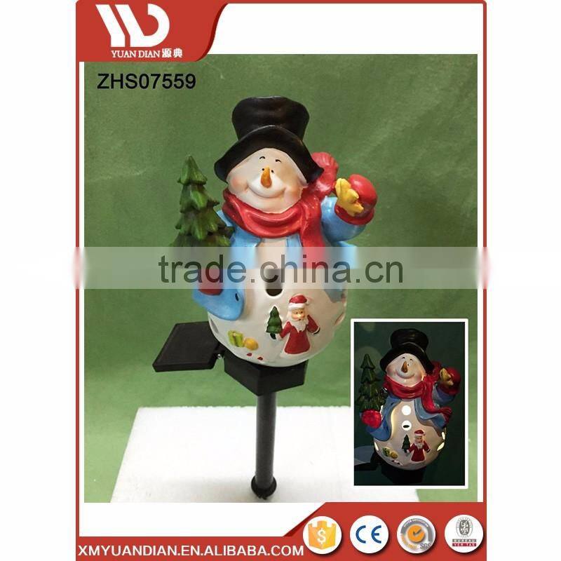 Wholesale Decoration Snowman Solar Stake Light Resin Christmas Ornaments Wholesale