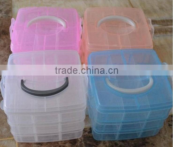 15x15x12.5cm 3-Tier Clearly Organizer Cosmetic Adjustable Snap & Stackable Storage Box